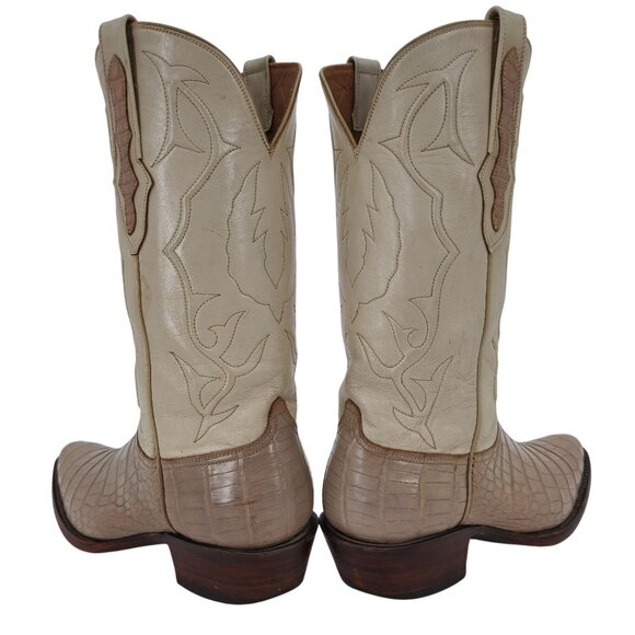 Black Jack Exotic Alligator Men 7EE Beige Cream Leather Cowboy Western Boots USA - Picture 3 of 15